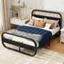 Double Bed Frame with Headboard, Metal Platform Bed Frame with Wood Headboard/Mattress Base/Metal Slat Support/Underbed storage/Black Bed Frame Double Bed 4ft6 Image 3