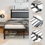 King Size Bed Frame with Storage Headboard, Metal Upholstered Platform Bed Frame King Image 4