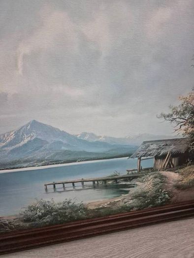 Large Vintage Framed Picture "Connemara Lake" by N. Gero
