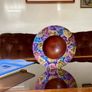 Hand Lathed Signed Coloured Edge Bowl Solid Mahogany Image 3