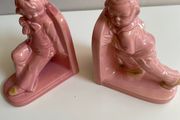 Vintage pink glazed  bookends