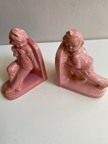 Vintage pink glazed  bookends