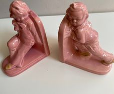 Vintage pink glazed  bookends