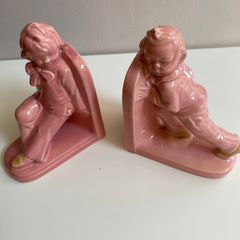 Vintage pink glazed  bookends