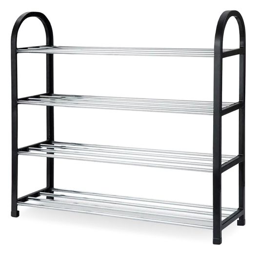 New Light Stable 4 Tier Shoe Rack Black Amazing Cabinet 8 Pairs Shoes #1257