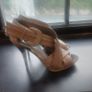 Karen Millen Brown Leather Cross-Strap Heeled Sandals - Size 5 Image 3
