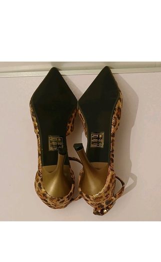 Jinrei Gold Leopard Print Pointed Toe Ankle Strap Heels EU36 UK3 New Boxed  CAN POST