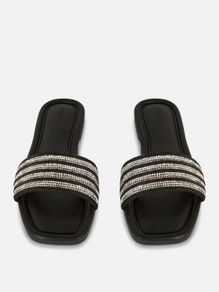 BRAND NEW Black Diamante Sandals: Size 5