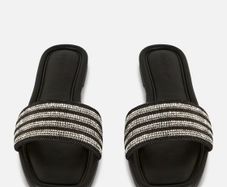 BRAND NEW Black Diamante Sandals: Size 5