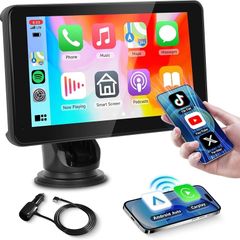Wireless Carplay Screen Portable Car Stereo Android Auto Screen, Rimoody 7 Inch Touch Screen Portable Car play Bluetooth FM Transmitter Mirror Link Voice control AUX Cable