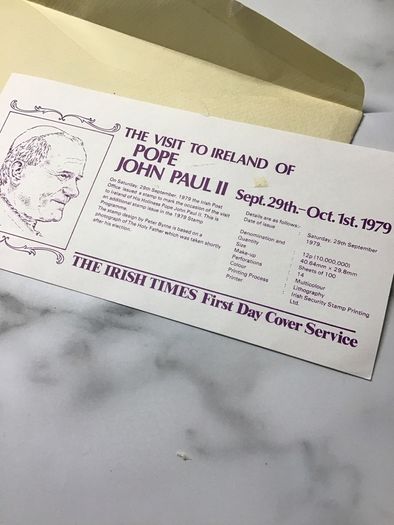 First Day Cover Sept 1979 Pope Paul 2nd visit to Ireland