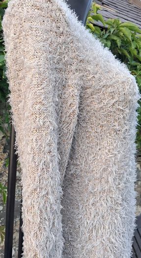 Beige Fuzzy Chenille with Gold Iridescent Sequins Jumper