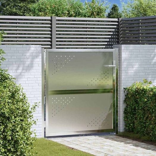 Garden Gate with Lock Silver 95 x 100 cm Stainless Steel
