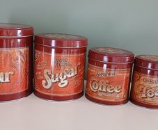 Mid Century Tea Coffee Sugar Flour Cannisters
