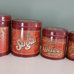 Mid Century Tea Coffee Sugar Flour Cannisters