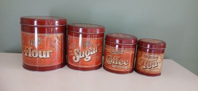Mid Century Tea Coffee Sugar Flour Cannisters