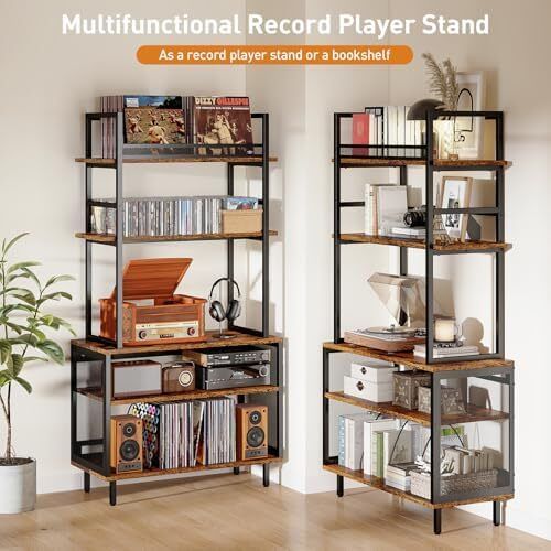 Record Player Stand with Vinyl Storage, Turntable Stand Holds Up to 400+Albums, 5 Layer