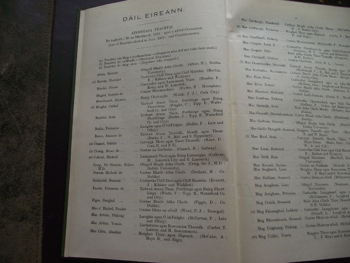 1922 Dail Eireann Parliamentary Debates. Official Report. Volume 1