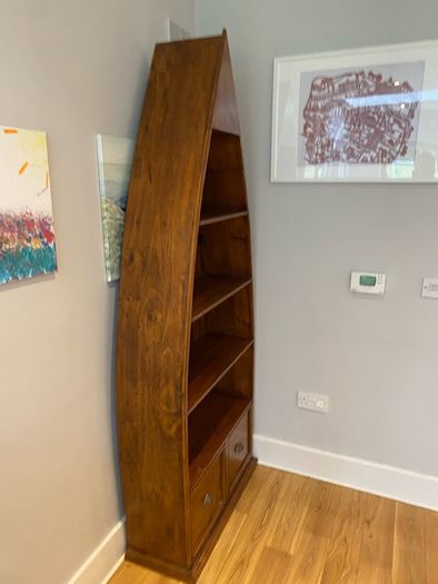 Solid wooden bookcase boat shaped