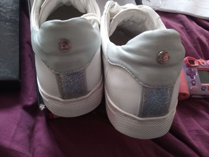 Dune Eliss white leather mix side stripe sport, size 37