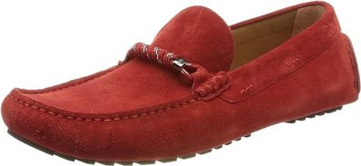 HUGO BOSS men's moccasin Leather shoes Driver_Mocc_sdbd 50472511, Dark Red605, Red 43 EU