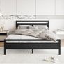 King Size Bed Frame with Wood Headboard,Heavy Duty Metal Platform Image 10