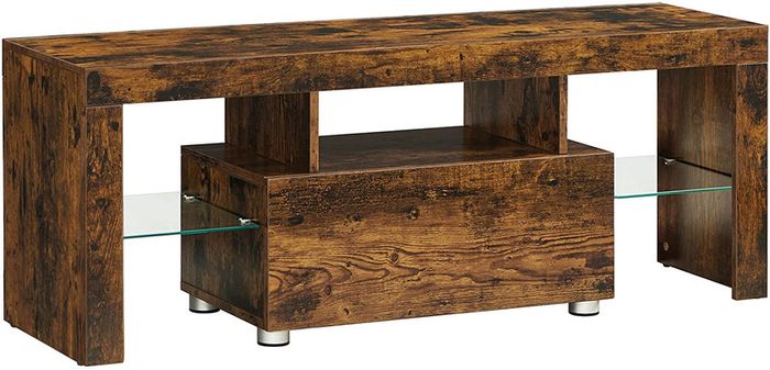 TV Cabinet with Drawer Glass Shelves for TVs up to 55 Inches Vintage Brown
