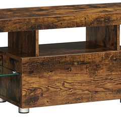 TV Cabinet with Drawer Glass Shelves for TVs up to 55 Inches Vintage Brown
