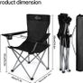 Outdoor Folding Camping Chair with Cup Holder Storage Bag, Lightweight Portable for Beach, Barbecue, Fishing (Black) Image 2