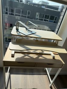 Home Office / WFH Desk Setup Desk, VIVO Sit-Stand Converter