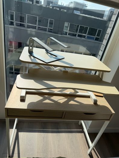 Home Office / WFH Desk Setup Desk, VIVO Sit-Stand Converter