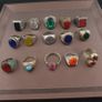 Antique Brass Rings Lot of 15 Mixed Gemstone & Glass Collectible Rings Image 9