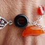 Vintage Sterling Silver 925 Bold, dramatic , silver, onyx, jasper necklace "NIGHT FIRE" 11,2g L-11" Image 8