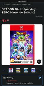 DRAGON BALL: Sparking! ZERO Nintendo Switch 2 brand new (sealed)