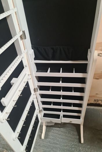White Free-Standing Jewellery Cabinet with Full-Length Mirror