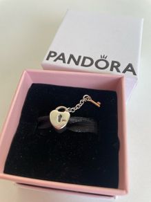 Pandora Two Tone Lock and 14k Gold Key Charm