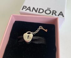 Pandora Two Tone Lock and 14k Gold Key Charm