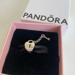 Pandora Two Tone Lock and 14k Gold Key Charm