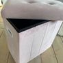 Pink Velvet Ottoman Storage Stool Image 2