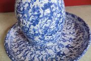 Vase With Medium Plate Under Dark Blue Sponged, Ardmore Pottery