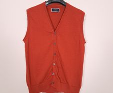 Charles Tyrwhitt Rust Orange Sleeveless 100% Merino Wool Knit Vest Gilet Mens Size L