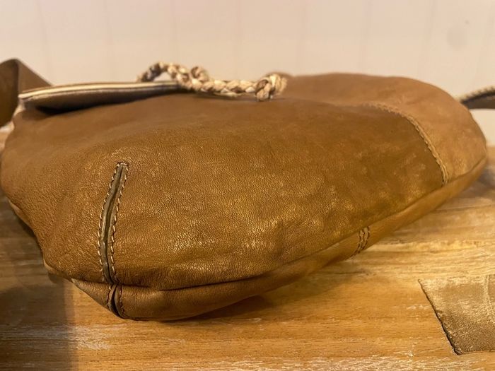 Radley brown leather and beige canvas crossbody bag