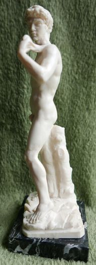 Vintage Sculpture of Statue of David in Resin by A. Santini Italy Male Nude Vintage  Italy 1960