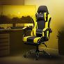 Gaming chair with massage function and footrest  aming Chair, Black/White, PU Leather, Ergonomic Office Chair, Adjustable Swivel Chair, Racing Gamer Chair with Armrest, Headrest, Lumbar Cushion, Footrest, Desk Chair Image 9