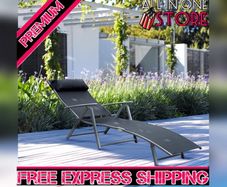 Sun Lounger Recliner, Textilene-black Multiple Colours Available (free Shipping)