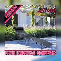 Sun Lounger Recliner, Textilene-black Multiple Colours Available (free Shipping)