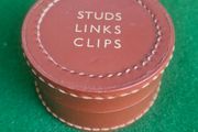 Vintage Real Hide Leather Round Stud &amp; Cufflink Box