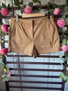 Tan suede effect shorts size 12 papaya brand