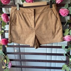 Tan suede effect shorts size 12 papaya brand