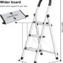 4-Step Stool Ladder Portable Folding Anti-Slip with Rubber Hand Grip 330lbs Capacity,Silver Household Stepladders Image 2